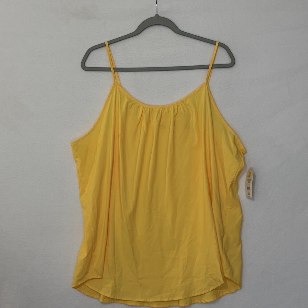 Faded Glory Tank Top Blouse Pullover Scoop Neck Womens XXL Yellow Chiffon NWT